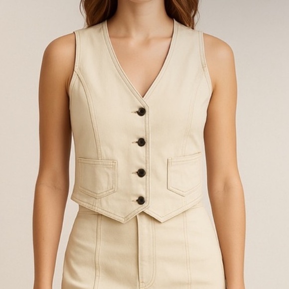 Belle Vere Jackets & Blazers - Anthropologie Belle Vere Denim Vest Cream Off White Sz Medium